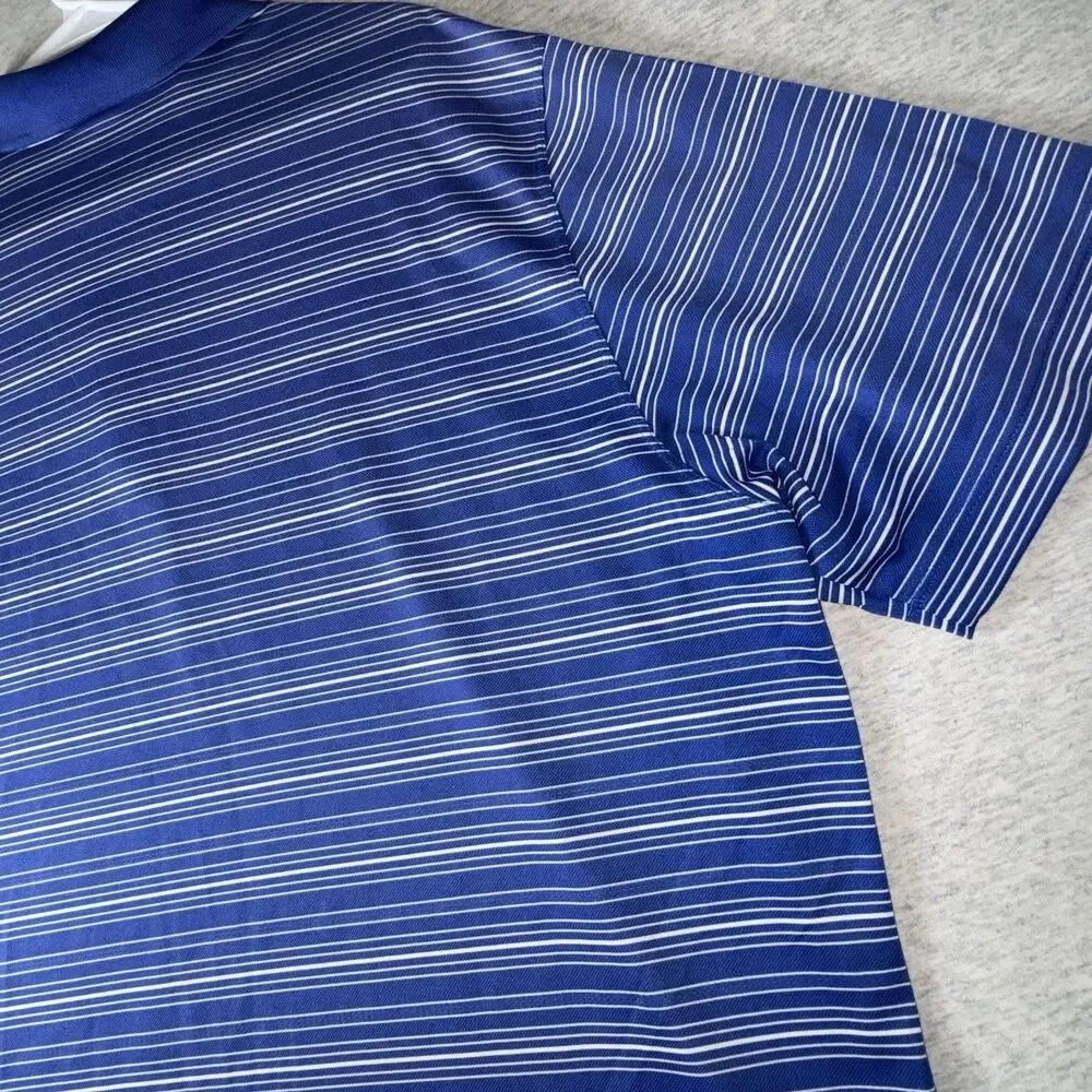 Nike Golf Dri-FIT Mens Polo Shirt XXL Blue/White Striped Short Sleeve Polyester